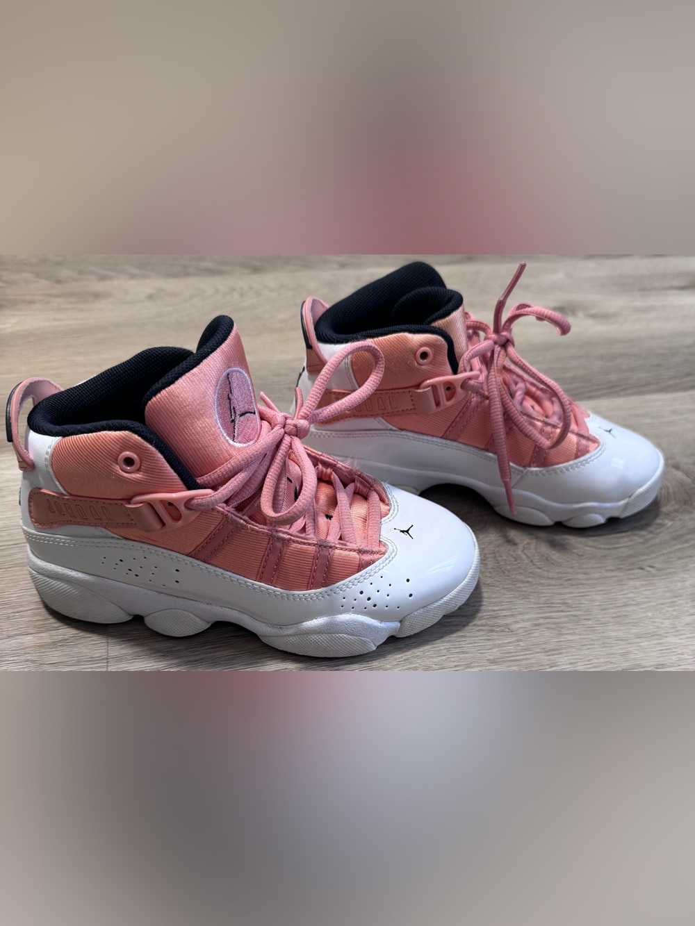 Jordan Kids' Salmon/Rose Gold White High-Top Sneakers size 13C